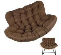 Fauteuil à Bascule Papasan avec Coussin rembourré, Chaise Longue en rotin et Osier, Coussin de Chaise Suspendu Doux pour extérieur et intérieur, Coussin de Chaise Suspendu, Marron, 115 x 100