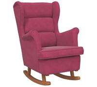 Fauteuil à bascule pieds en bois d hévéa Rouge bordeaux Velours