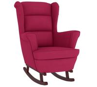 Fauteuil à bascule pieds en bois d hévéa Rouge bordeaux Velours