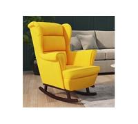 vidaXL Fauteuil à bascule pieds en bois massif d'hévéa Jaune Velours Marron