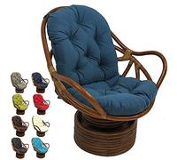Fauteuil à bascule pivotant ultra doux pour extérieur avec coussinet épais lavable - Fauteuil inclinable portable en rotin pour meubles de jardin, terrasse et balcon Bleu marine