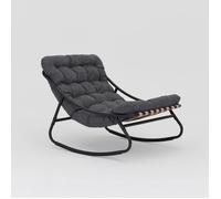 Rebecca Mobili Fauteuil à Bascule d'Extérieur, Chaise Relax Moderne, Gris, Acier Polyester, pour Jardin Véranda, avec Coussin Rembourré - Dimensions HxLxP: 74 x 78 x 101 cm - Art. RE7179