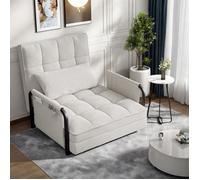Fauteuil à Bascule - Réglable fauteuil relaxation - Blanc - Tissu en Sherpa - Canapé lit convertible - Style Scandinave