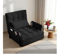 Fauteuil à Bascule - Réglable fauteuil relaxation - Noir - Tissu en Sherpa - Canapé lit convertible - Style Scandinave