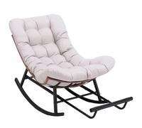 Fauteuil à bascule relaxant, acier, repose-pieds extensible, coussin amovible, charge 136 kg, intérieur/extérieur - Beige