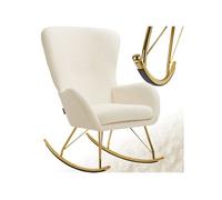 Fauteuil à bascule Rembourrage épais avec revêtement en tissu bouclé crème/or