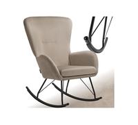 Fauteuil à bascule Rembourrage épais avec revêtement en velours noir/beige