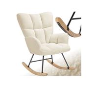 Fauteuil à bascule Rembourré avec revêtement en tissu bouclé beige
