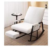 Fauteuil à bascule rembourré en tissu avec repose-pieds réglable - Chaise d'appoint confortable avec accoudoirs et design coulissant