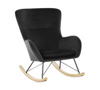Fauteuil À Bascule Ellan Velours Noir Noir