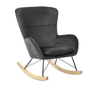Fauteuil à Bascule Rétro en Velours Noir Rembourrage de Qualité Supérieure Ellan
