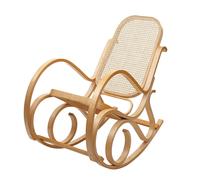 Fauteuil À Bascule Rocking Chair Couleur Chêne Dossier Rotin Fab04022 Multicolore