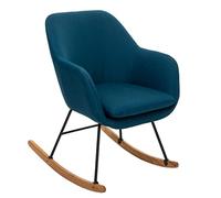 Fauteuil à Bascule Rocking-Chair en Tissu Bleu Canard - Atmosphera
