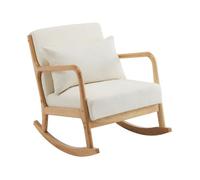 Habitat et Jardin – Fauteuil à bascule Clinton – Style scandinave bouclette et bois – Beige