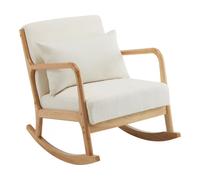 Fauteuil À Bascule Style Scandinave Bouclette Et Bois " Clinton " - Beige