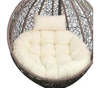 Fauteuil à bascule suspendu en rotin avec grand coussin intérieur extérieur panier œuf chaise hamac couleur crème