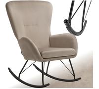 Fauteuil à bascule - TECTAKE - Fauteuil à bascule SWING en polyester et acier avec rembourrage épais - Noir/Taupe
