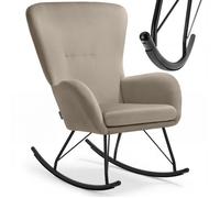 Fauteuil à bascule - TECTAKE - Fauteuil à bascule SWING en polyester et acier rembourrage épais avec grand dossier - Noir/Taupe