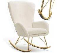 FAUTEUIL - TECTAKE - Fauteuil à bascule SWING avec patins en acier et rembourrage épais - Crème/Or