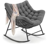 Fauteuil à bascule - TECTAKE - Fauteuil à bascule TAMI confortable rembourrage épais acier thermolaqué 93 x 99 5 x 89 cm - Blanc