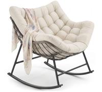 Fauteuil à bascule - TECTAKE - Fauteuil à bascule TAMI, confortable, rembourré épais, acier thermolaqué, 93 x 99,5 x 89 cm - Blanc