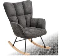 Fauteuil à bascule - TECTAKE - Fauteuil à bascule TORVE en polyester, acier robuste, grand dossier - Chenille anthracite