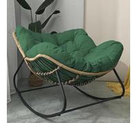Fauteuil a Bascule Tissus Respirants en Coton Et Lin Chaise a Bascule Sièges Larges, Rocking Chair Adulte Structure en Acier Épais, pour Chambre, Salon et Home Cnéma(Green)