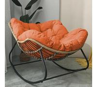Fauteuil a Bascule Tissus Respirants en Coton Et Lin Chaise a Bascule Sièges Larges, Rocking Chair Adulte Structure en Acier Épais, pour Chambre, Salon et Home Cnéma(Orange)