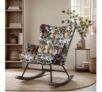 Fauteuil à bascule urbain -HOMEMiYN - Impressions graffiti de symboles multicolores