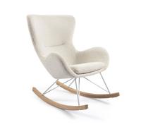 Fauteuil à bascule Vania en peau lainée blanche