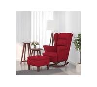 Fauteuil à basculemet houten poten en voetenbank velours bordeaux