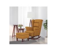 vidaXL Chaise à bascule avec pieds en bois et tabouret Marron Velours