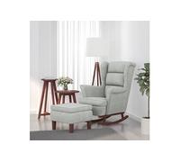 Vidaxl Chaise À Bascule Avec Pieds En Bois Et Tabouret Gris Clair Multicolore