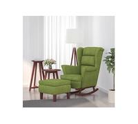 Vidaxl Chaise À Bascule Avec Pieds En Bois Et Tabouret Vert Clair Multicolore