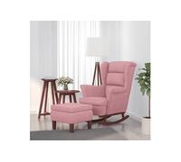 Vidaxl Chaise À Bascule Avec Pieds En Bois Et Tabouret Rose Velours Multicolore
