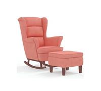 Vidaxl Chaise À Bascule Avec Pieds En Bois Et Tabouret Rose Velours Multicolore