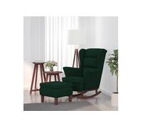 Vidaxl Chaise À Bascule Avec Pieds En Bois Et Tabouret Vert Foncé Multicolore