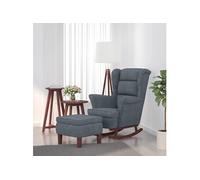 Fauteuil à basculemet houten poten voetenbank velours gris foncé