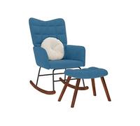 Fauteuil à basculemet krukje velours blauw