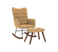 vidaXL Fauteuil à bascule avec tabouret velours marron G