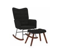 vidaXL Chaise à bascule avec tabouret en velours noir