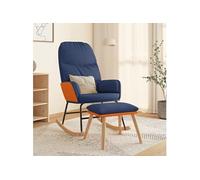 vidaXL Fauteuil à basculemet voetenbank tissu blauw Bleu G