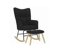 vidaXL Chaise à bascule avec repose-pied en tissu noir