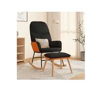 Vidaxl Chaise à Bascule Avec Tabouret Noir Tissu Noir