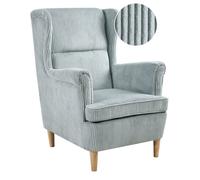 Fauteuil à oreilles ABSON Velours côtelé Bleu clair