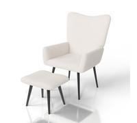 Fauteuil à oreilles avec pouf optionnel Odense Beige