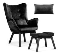 Fauteuil à oreilles Sofotel Norse avec repose-pieds, noir