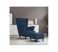 Fauteuil à oreilles avec tabouret bleu velours