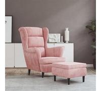 Vidaxl Fauteuil À Oreilles Avec Tabouret Rose Velours Rose