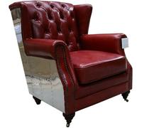 Fauteuil à oreilles en cuir véritable Vintage Chesterfield Fauteuil de télévision en cuir Nouveau